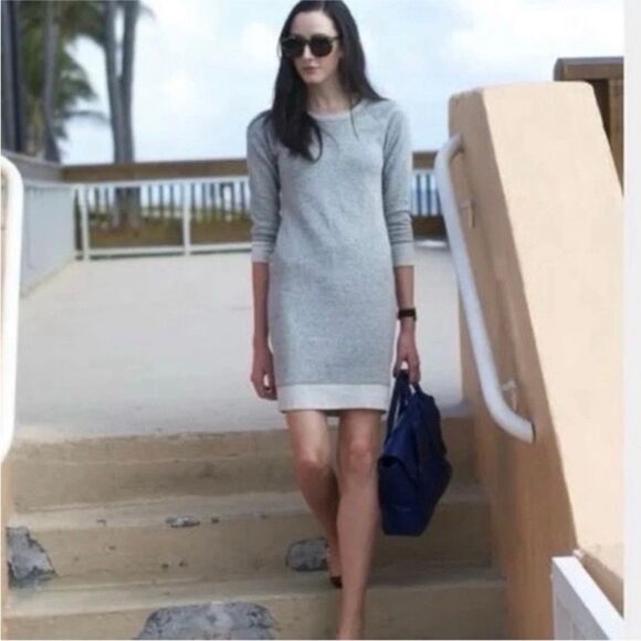 J. Crew Small Sweatshirt Dress Gray 3/4 Sleeves - Picture 1 of 8